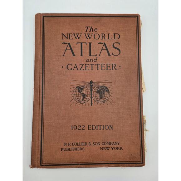 Antique 1922 Edition New World Atlas And Gazatteer P. F. Collier And Son Comapny - Picture 1 of 10
